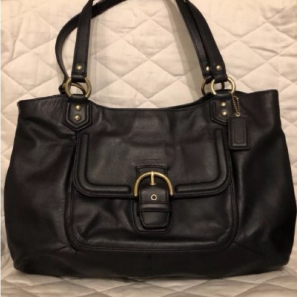 Black Coach Campbell Belle Carryall Leather Handbag - Picture 1 of 16
